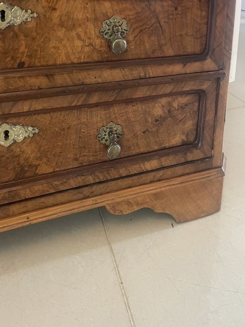 Antique Victorian Outstanding Quality Burr Walnut Chest of Four Drawers - Image 7